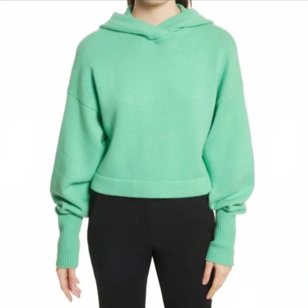 Tibi Cashmere Women’s Blouson Green Hooded Sweater - Picture 6 of 8